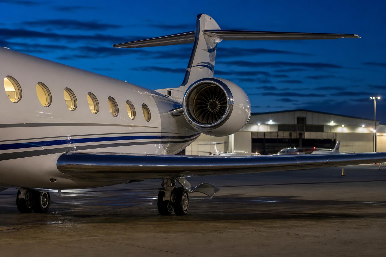 Luxury private jet on tarmac